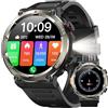 IOWODO Smartwatch Uomo, 1.45" Militari Orologio Intelligente con Torcia Bussola, Batteria 960mAh, IP68 Impermeabile, Orologio Fitness con Chiamate Bluetooth, Cardiofrequenzimetro Sonno, Android iOS