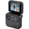 Annadue Action Camera 4K, Action Cam per Esterni Ad Alta Definizione Stile Flip con Obiettivo Grandangolare da 143°, Stabilizzazione Dell'immagine, Schermo da 2,0 Pollici, 6 Ore, (BLACK)