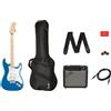 Squier Affinity Stratocaster HSS Starter Pack Lake Placid Blue Kit Chitarra E...