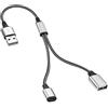 GELRHONR Cavo splitter USB Y, cavo di prolunga USB A maschio a 2 femmine con spina di tipo C e cavo adattatore USB A per stampante/tastiera/unità flash/laptop/LED-0,3M (1 to 2)