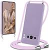 Knrlqim Cover per Google Pixel 8 Pro 5G con Cordino Custodia con Laccio Collana Tracolla Collo Corda Regolabile Liquido Silicone Antiurto AntiGraffio Protettiva Case,Viola Lilla