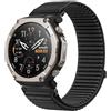 GIOPUEY Cinturini Compatibile con Amazfit T-Rex Ultra 2, Cinturino in Morbido Nylon Intrecciato [Unisex] [Traspirante] - Black