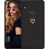 Kaywzo Cover per Huawei Y6s (2019)/Honor 8A,Custodia in Silicone TPU Liscio di Morbido con Modello Cardiaco,Design Minimalista,Ultrasottile Donna Antiurto Case Cover,Nero