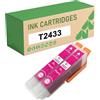 KEUWHLL Cartucce Di Inchiostro Magenta 24XL T2433 Compatibili Per Epson 24XL E-2433 Per Stampante Expression Photo XP-55 XP-750 XP-760 XP-850 XP-860 XP-950 XP-960 XP-970 2-Pack