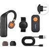 CMIITallki Auricolare wireless per walkie talkie con adattatore Bluetooth e Finger PTT, cancellazione del rumore, auricolare radio bidirezionale con gancio girevole a 180°, batteria 10H, ricarica di tipo C per