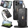 MOJIA Portafoglio Custodia per Honor 600 5G / 600 Pro 5G, Flip Cover in Pelle con Tracolla a Tracolla, Scomparto a Cerniera e Funzioni Multifunzione. Black
