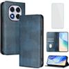 OUEAYIEN Cover per POCO X7/Redmi Note 14 Pro+ 5G/Note 14 Pro 5G Custodia a Libro con Vetro Temperato Blocco RFID Pelle Portafoglio Porta Carte Vintage Flip Custodia per Redmi Note14 Pro Plus Blu