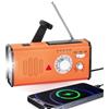 Fantocemea Radio a Manovella di Emergenza con Power Bank 4000mAh, Radio Solare Portatile AM/FM/WB, Carica USB-C,Torcia LED e Allarme SOS lampi rossi e blu per Campeggio e Escursioni（Arancione）