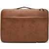 Kinmac Custodia protettiva a 360° per laptop, con manico, per MacBook Pro 16, HP, Lenovo, Dell, ASUS, Acer Ultrabook e laptop aziendali da 16 (PU caffè)