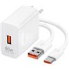 NUDVMUCH 66 W Caricatore USB e 6 A 1 m Cavo USB C per Honor Magic 7 6 5 Pro Lite 200 V3, USB C Ricarica Rapida, Ricarica Rapida Supercarica Adattatore Caricabatterie per Honor X6b X70i 400 Lite X8c X9c Smart