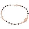 amorili Bracciale Rosario Uomo Donna in Argento 925 Ramato con Postine Nere Sfaccettate - Simbolo Cattolico Cristiano di Fede Religioso - Braccialetto Elegante