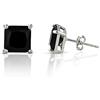 inSCINTILLE Orecchini Punto Luce in Argento Rodiato 925 Brillantino Quadrato di Zirconia Cubica (Dimensione pietra: 5mm, Argento rodiato e Pietra Nera)