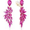 Clearine - Orecchini a clip da donna con splendidi cristalli scintillanti a forma di marquise, a foglia, a goccia, per matrimonio, festa, ballo di fine anno, gioielli, Cristallo