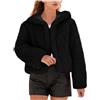 HAOLEI Pellicciotto Corto Donna Cappotto Peluche Invernale Tinta Unita Elegante Piumino con Cappuccio in Pelliccia Sintetica Taglie Forti Giacca in Pile Giubbotto Sherpa Donna Cappotti di Peluche Outerwear