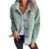 Generic Accogliente Petto Teddy Cappotto Per Autunno E Inverno Con Risvolto Collare Alla Moda E Caldo Capispalla Per Le Donne, Verde, M