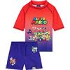 Get Trend Super Mario Costume Piscina Bambino Ragazzo Set 2 Pezzi Maglia Rash Guard Manica Corta e Pantaloncini UPF 50+ Essenziali Mare (8-9 Anni, Rosso/Blu Super Mario)