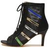 BIKETAFUWY Heels Dance Class Bootie - Sandali con tacco alto, con décolleté sexy, in rete, con tacchi alti, sandali con lacci e bocca, scarpe da ballo, da donna, sandali comodi, 05 Nero, 42 EU