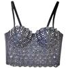 LIUYUYOUGO Bustini E Corsetti Da Donna Top Corto Push-Up Con Strass Sexy Da Donna Con Corsetto Glitterato E Perline Reggiseno Gilet Trasparente In Pizzo Floreale Con Spalline Sottili Canottiere Per