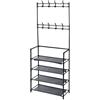 WELL HOME MOBILIARIO & DECORACIÓN Well Home Appendiabiti con struttura in ferro finitura nera, con 4 ripiani di organizzazione H.155 cm