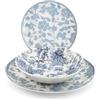 H&H Servizio Tavola Celestial 18 Pezzi in Porcellana - Piatti Piani, Fondi e Frutta con Decorazione Floreale Carta da Zucchero - Adatto Lavastoviglie e Microonde