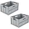 keeeper benno 2x contenitori pieghevoli professionali robusti con manici soft-touch, 45 l, Portata fino a 50 kg, Adatta per carrelli della spesa, 54 x 37 x 27,5 cm, Grigio (Nordic Grey)