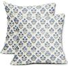 Sivirary Set di 2 federe per cuscini con stampa floreale a blocchi blu, grigio e grigio, 45 x 45 cm, motivo floreale vintage, federe decorative per esterni, per la primavera e l'estate, decorazione rustica per