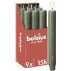 Bolsius - Candela XL rustica - 23 x 3 cm - verde oliva - in cartone da 9 pezzi - Lunghezza durata 15 ore - Non profumata - Contiene cera vegetale naturale - Senza olio di palma