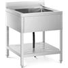 Royal Catering Lavello In Acciaio Inox Cucina Professionale Lavandino Ristorante RCSSS-70X70-S (Una vasca, 50 x 50 x 25,5 cm)
