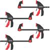 XUNTOP Morsetti da Falegname Set di 4 pz Morsetti a C Rapidi da 6 (150mm) Morsetti a Barra Forza di Serraggio 600N/60kg Funzione Sdoppiatore con Pulsante Cambio Rapido per Lavori di Falegnameria