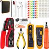 MAYLINEE-TECH MAYLINEE - Set di strumenti di rete RJ45, Cat5, Cat6, Cat6e, CAT7, kit di riparazione di filo crimpato, set di pinze crimpatrici coassiali, cavo patch manutenzione LAN, spelafili (nero)
