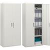 HOMCOM Armadio Ufficio a 5 Livelli con 4 Ripiani Regolabili, Armadio in Metallo Portadocumenti con 2 Ante, Serratura e 2 Chiavi, 80x40x180 cm, Bianco