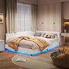 BSMGSGN Divano Letto Singolo L-Shaped 140x200 cm con Illuminazione LED e Porta USB, Tessuto Teddy Beige, Struttura in Metallo con Doghe in Legno - Design Compatto per Stanze Piccole (Beige-C, 140x200 cm)