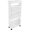 Deinungen Libreria mobile con ruote, carrello a 5 livelli,Carrello portaoggetti stretto,Scaffale multifunzione (bianco)