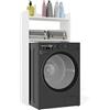 CDF Mobiletto da Bagno Scaffale Salvaspazio Sopra la Lavatrice con 2 Ripiani Aperti Ideale per Detersivi Asciugamani e Accessori da Bagno Moderno Mobiletto da Bagno Bianco Opaco 64 x 126 x 30 cm