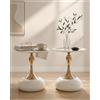 Xinyvee Set di 2 Tavolino da Salotto Bianco e Oro, Side Table Rotondo in Metallo, Elegante Tavolinetto da Divano Moderno, Piccoli Tavolini di Design, Montaggio Senza Attrezzi, 40x H53cm