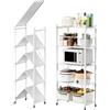 ZENZERO®Scaffale da cucina con rotelle - SCAFFALE PIEGHEVOLE in Metallo con Ruote - Scaffale Cucina Salvaspazio - 158 × 71 × 33 cm- Capacità 240kg(Bianco, 5 Scaffali)