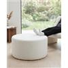 Xinyvee Puff Poltrona Pouf Rotondo 70 cm Beige Puff Poggiapiedi Morbido in Tessuto Teddy, Seduta Comfort per Divano, Poltrona e Camera da Letto 70x70x40 cm