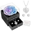 Miofula Rosa Stabilizzata Regalo Donna,Rosa Eterna con Collana Argento 925 Orecchini Donna,Ti Amo per Sempre,Regalo Donna Compleanno,Festa della Mamma Regalo Mamma Fidanzata Anniversario San Valentino