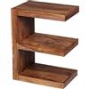 FineBuy Tavolino Legno Massello Sheesham 44 x 59 x 30 cm E-Figura | Tavolo Soggiorno Stile Country | Tavolo Divano Prodotto Naturale | Tavolino da caffè