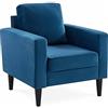 Alice's Home Poltrona scandinava in Legno e Velluto Blu - 78x77x70 cm