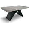 Mar.c.a. Design - Tavolo Allungabile 180x90x77 cm - Piano in Nobilitato Finitura Grigio Cemento e Base Nera - Made in Italy