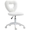 HOMCOM Sedia da Ufficio Imbottita con Schienale a Cuore e Rotelle, Sedia Girevole in Velluto Teddy, Poltrona Moderna per Studio, Camera da Letto, 45x56x78-88 cm, Bianco
