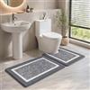 SHACOS Tappeto Bagno Microfibra Soffice Morbida, Tappetino Bagno Antiscivolo, Tappeto Bagno Assorbente, Tappeti Bagno Lavabile In Lavatrice, Adatto per Doccia Vasca Da Bagno, Grigio, 45x65cm+U50x60cm