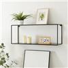 [en.casa] Mensola da Parete Scaffale Pensile Espositore Libreria da Muro Rettangolare a 2 Ripiani 90 x 25 x 35 cm Acciaio Nero