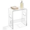 Reomdara Sgabello da doccia in acrilico trasparente, altezza 18 cm, con fessure di drenaggio, sgabello da bagno, moderno, trasparente, sgabello da bagno, 35 x 22 x 43 cm