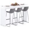 Mobili Fiver, Tavolo Alto Evolution 180x40, Bianco Frassino con Due Gambe e Caricatore Wireless, Tavolo Penisola Cucina per 3 persone, Made in Italy