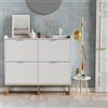 UEV Scarpiera, Scarpiera Inclinabile, con 4 Scomparti, Soffitto con Recinzione, Ripiano Regolabile a 2 Posizioni, Ripiani Rimovibili, Motivo a Linee, 100x24x91 cm, Bianco