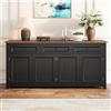 Oslghy Credenza Soggiorno Moderno, Credenza Cucina con Ripiani Regolabili, Mobile Soggiorno Contenitore Buffet Cucina con 3 Cassetti e 4 Ante per Camera da Letto e Appartamento, 160x35x76cm (Nero)