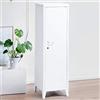 BAKAJI Armadietto Armadio da Spogliatoio Mobile Mobiletto in Metallo Chiusura Anta con Chiusura a Chiave 3 Ripiani Interni Dimensioni 138 x 38,5 x 38,5 cm Design Moderno industriale (Bianco)
