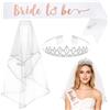 Resiprolty Addio Al Nubilato Gadget, Gadget Addio Al Nubilato Sposa, Futura Sposa Decorazione-Fascia e Velo Da Sposa Tiara Per Capelli Sposa Accessori Sposa Addio Al Nubilato Festa Matrimonio Nozze (oro rosa)